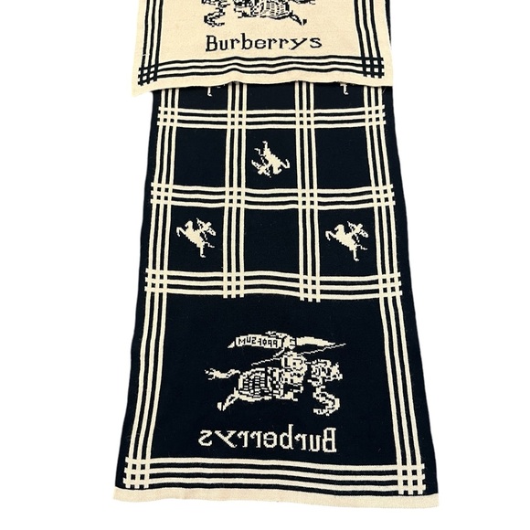 Burberry London Burberrys Equestrian Knit Scarf Double Sided Winter Lux - Picture 7 of 13